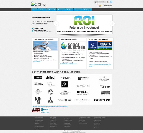 Screenshot of Scent Marketing Australia web site