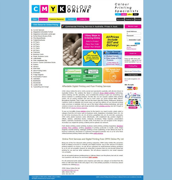 Screenshot of CMYK Online web site