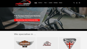 Screenshot of Redline Cycles web site