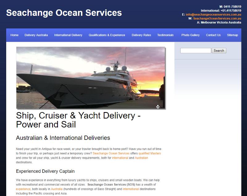 Screenshot of Seachange Ocean Services web site