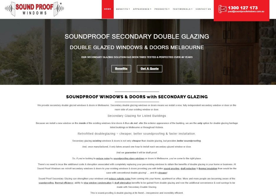 Screenshot of Soundproof Windows Melbourne web site