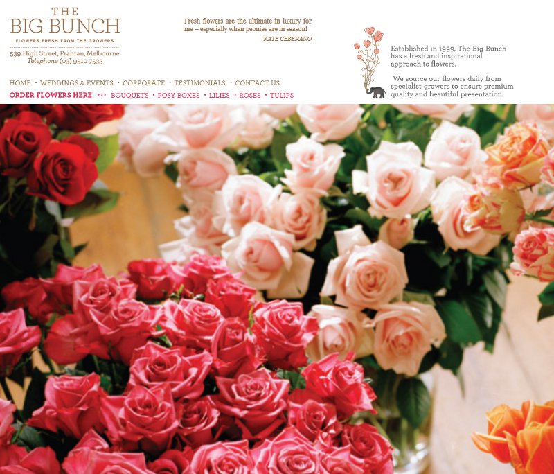 Screenshot of The Big Bunch web site