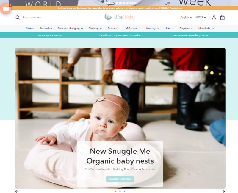 Screenshot of WOW Baby web site